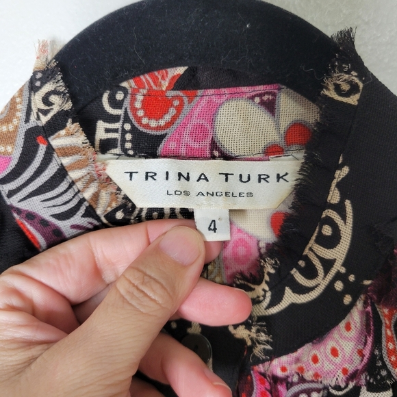 Trina Turk Black and Pink Button Down Shirt - Picture 2 of 7